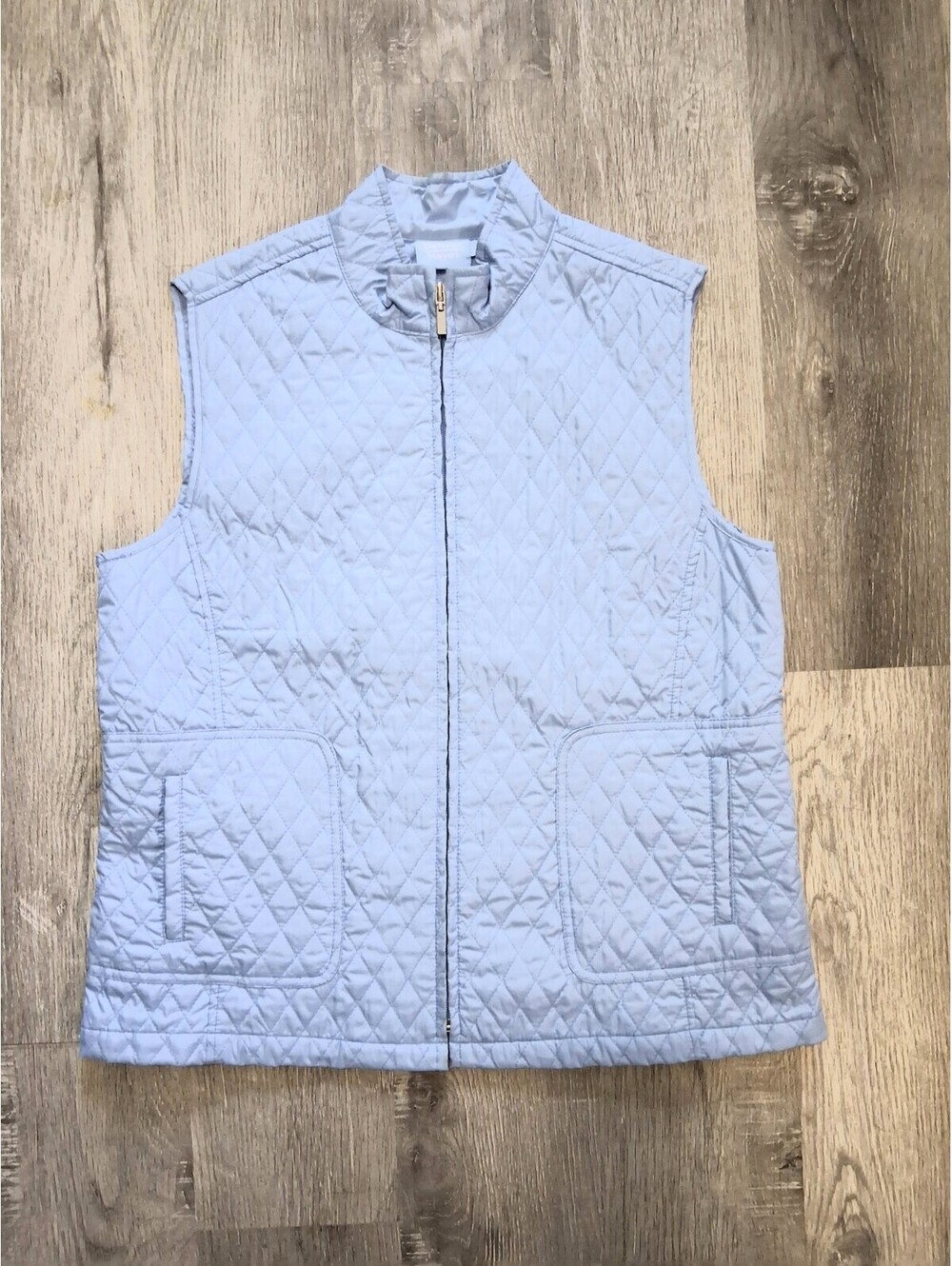 Denver Hayes Women's Lg Light Blue Quilted Full Zip Lightweight Casual Vest